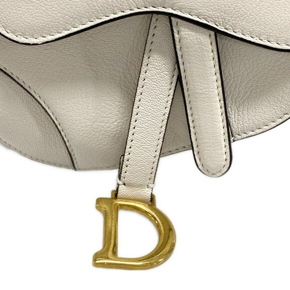 Auth DIOR/ChristianDior Saddle Microbag - White Leather Handbag - Picture 9 of 14
